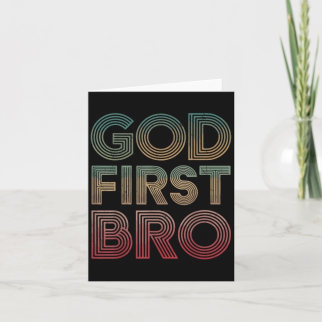 Youth Boy God First Bro Funny Christian God Brothe Card (Front)