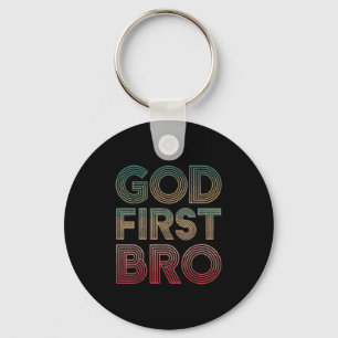 Youth Boy God First Bro Funny Christian God Brothe Key Ring