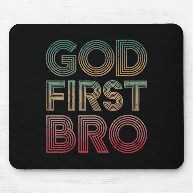 Youth Boy God First Bro Funny Christian God Brothe Mouse Mat (Front)