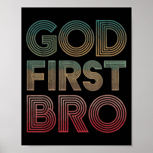 Youth Boy God First Bro Funny Christian God Brothe Poster