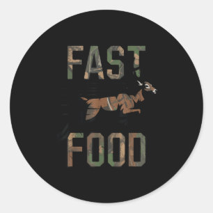 Youth Boys Camo Deer Hunting Fast Food Funny Hunti Classic Round Sticker