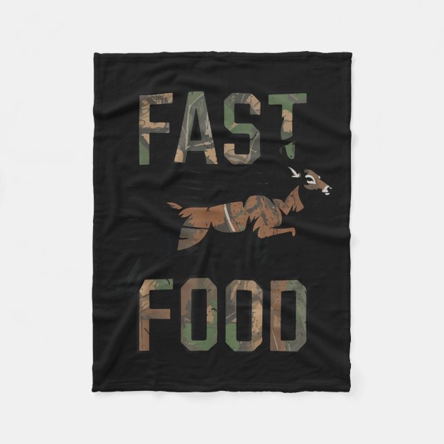 Youth Boys Camo Deer Hunting Fast Food Funny Hunti Fleece Blanket (Front)