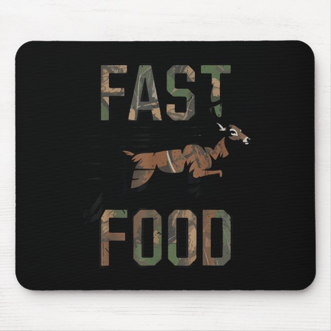 Youth Boys Camo Deer Hunting Fast Food Funny Hunti Mouse Mat (Front)