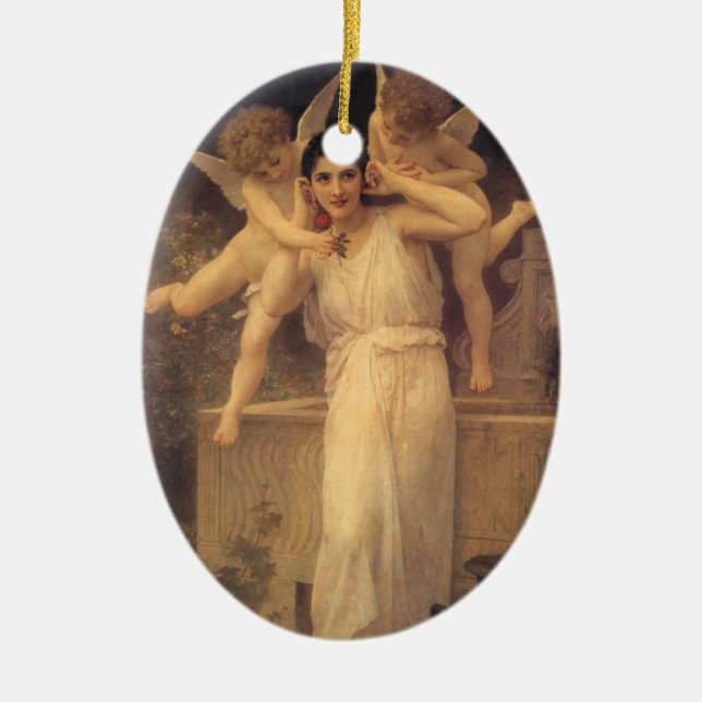 Youth by Bouguereau, Victorian Angels Portrait Ceramic Tree Decoration (Front)