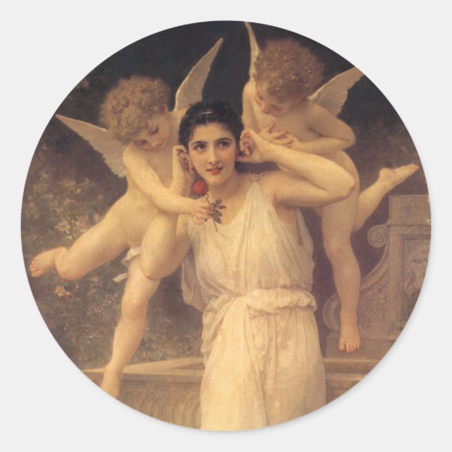 Youth by Bouguereau, Victorian Angels Portrait Classic Round Sticker (Front)