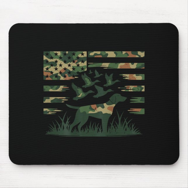 Youth Camo Mallard Duck Hunting Dog Camouflage Ame Mouse Mat (Front)