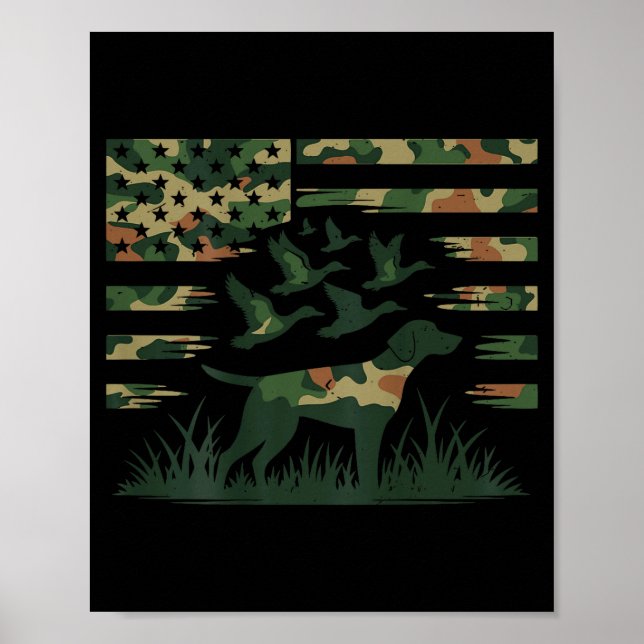 Youth Camo Mallard Duck Hunting Dog Camouflage Ame Poster (Front)