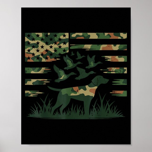 Youth Camo Mallard Duck Hunting Dog Camouflage Ame Poster (Front)