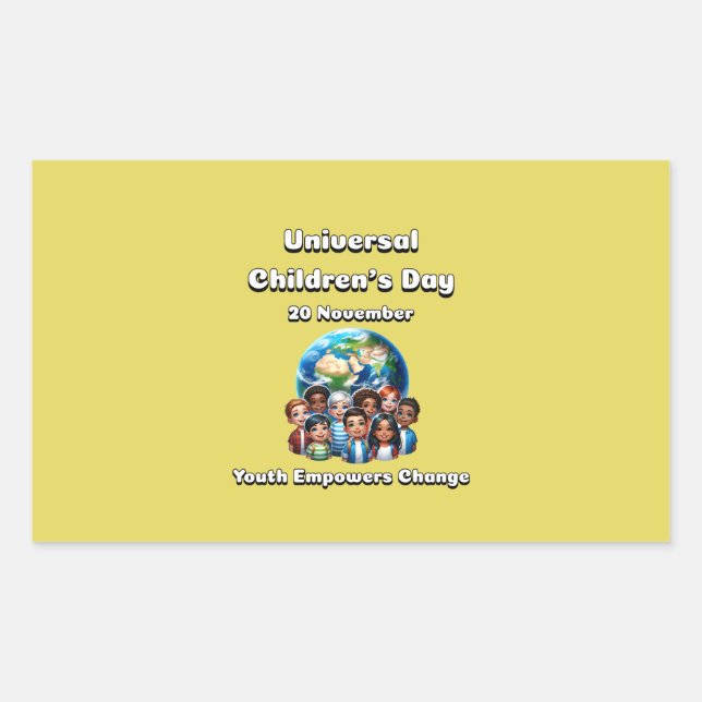 Youth Empowers Change. Universal Children's Day.  Rectangular Sticker (Front)