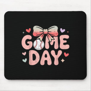 Youth girl baseball sister toddler cute game day mouse mat