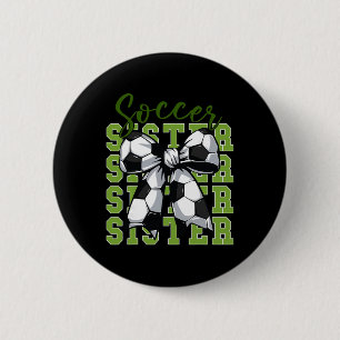 Youth Girl Soccer Sister Coquette Bow Soccer Cute 6 Cm Round Badge