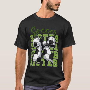 Youth Girl Soccer Sister Coquette Bow Soccer Cute T-Shirt