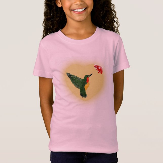 Youth Girls Ruby-Throat Hummingbird Tee (Front)