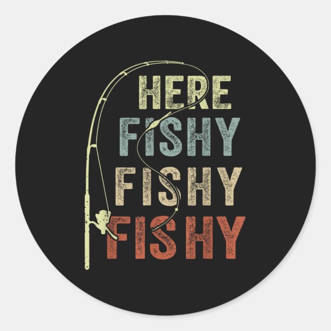 Youth Here-fishy Fishing-shirt Boys Toddler Funny  Classic Round Sticker (Front)