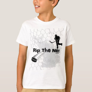 Youth Hockey Rip the Net Hockey Player New T-Shirt