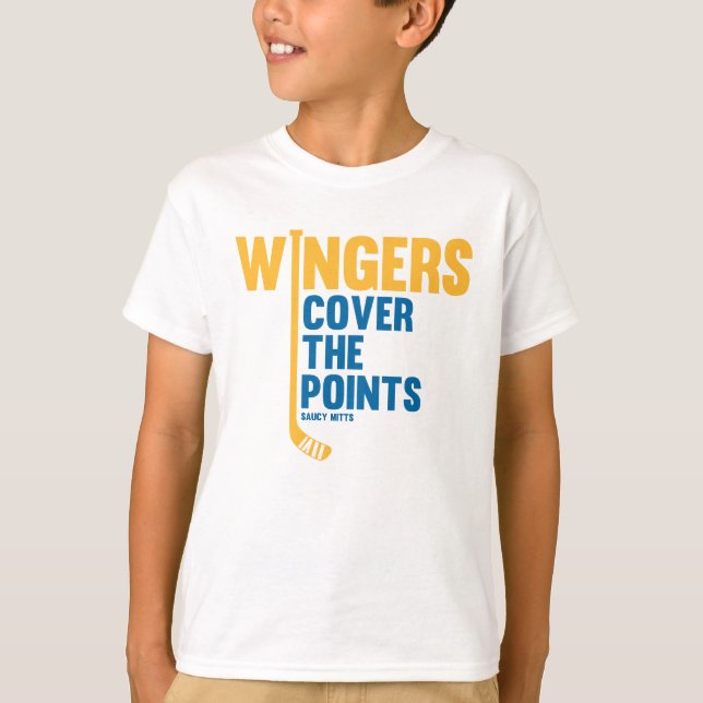 Youth Hockey Wingers Cover The Points T-Shirt (Front)