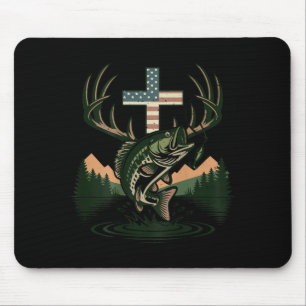 Youth hunting faith fishing cross camo christian mouse mat
