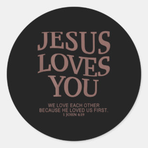 Youth Jesus Love You Christian God Good Boy Son Me Classic Round Sticker