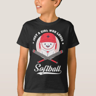 Youth Kids Softll League Just A Girl Who Loves Sof T-Shirt