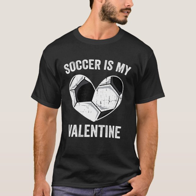 Youth League Little Soccer Heart  Valentines Day T-Shirt (Front)
