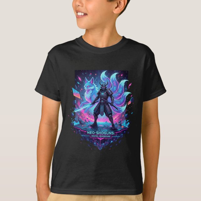 Youth Neo Shogun Samurai Kitsune Neon Tee (Front)