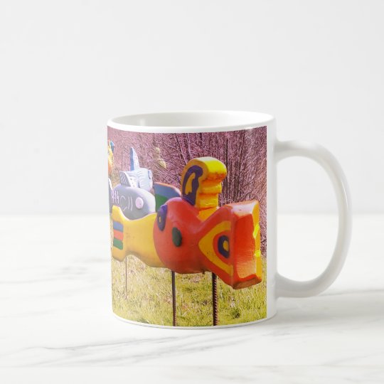 youth park wooden tower and flying wooden fishes coffee mug