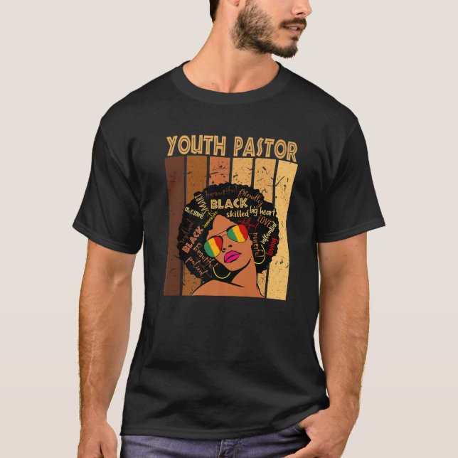 Youth Pastor Afro African American Women Black His T-Shirt (Front)
