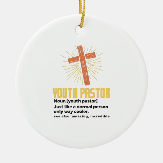 Youth Pastor, Funny Pastor Ceramic Tree Decoration (Front)