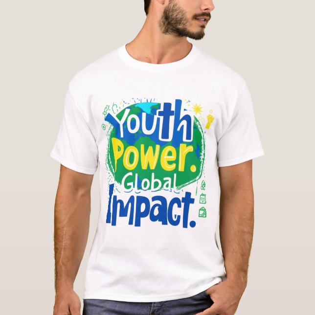 Youth Power Global Impact Earth Art T-Shirt (Front)