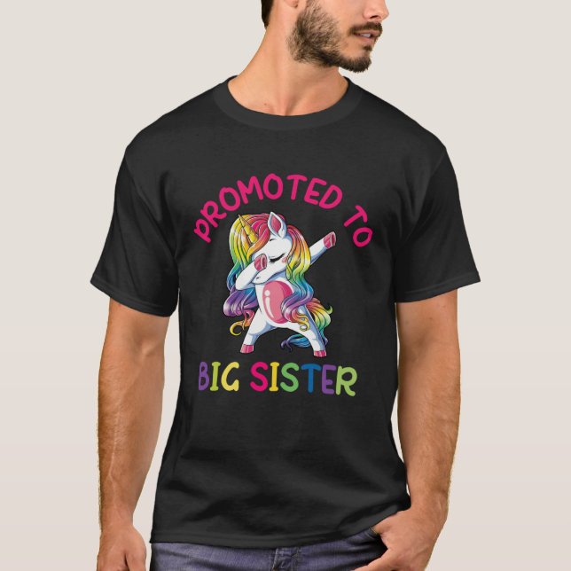 Youth Promoted to Big sister dabbing unicorn toddl T-Shirt (Front)