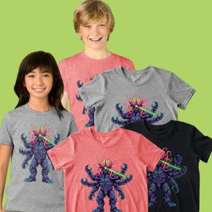 Youth Psychedelic Brain Monster Ray Clothing Item Tri-Blend Shirt