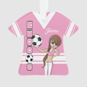 Youth ⚽ Soccer Cute Girl Pink Ornament