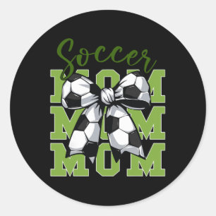 Youth Soccer Mom Coquette Bow Cute Sister Toddler Classic Round Sticker