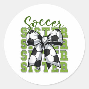 Youth Soccer Sister Coquette Bow Cute Mum Toddler  Classic Round Sticker