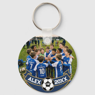 Youth Soccer Team Photo Name Keepsake Key Ring