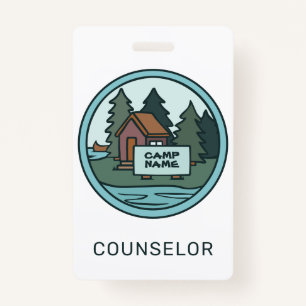 Youth summer camp island cabin w/custom sign ID badge