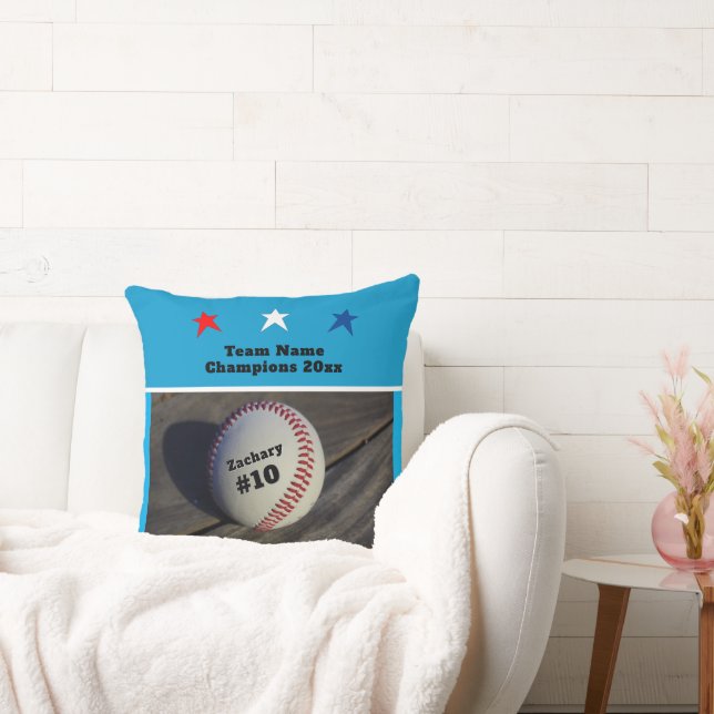 Youth Team Baseball Name Number Stars Cushion (Couch)