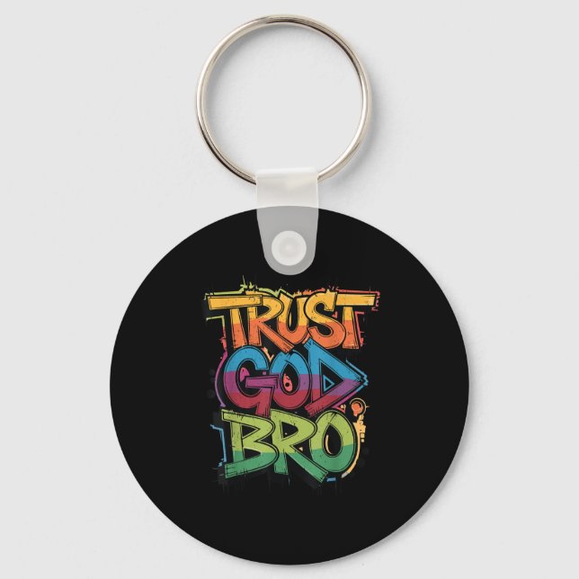 Youth Trust God Bro Funny Christian Boy Son Brothe Key Ring (Front)