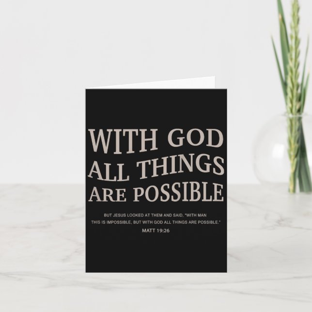 Youth With God All Things Are Ssible Christian Gir Card (Front)