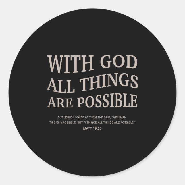 Youth With God All Things Are Ssible Christian Gir Classic Round Sticker (Front)