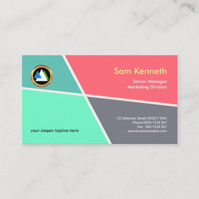 Youthful Energetic Colourful Geometric Marketing Business Card (Front)
