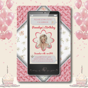 Youthful Pink Floral Text Message Birthday Invitation