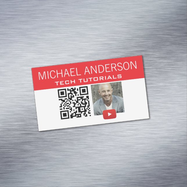 YouTube Channel Logo and QR Code | Modern YouTuber Magnetic Business Card (In Situ)