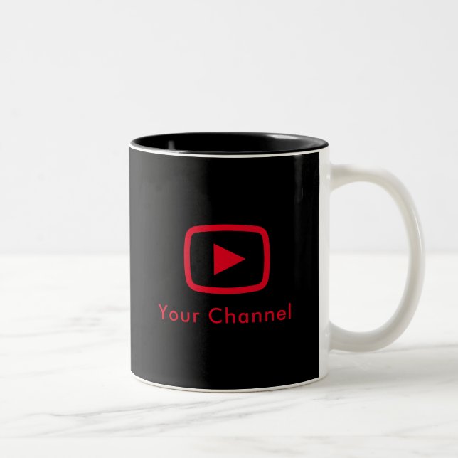 Youtube Channel Name Custom Black Two-Tone Coffee Mug (Right)