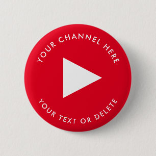 Youtube Channel Name Custom Red 6 Cm Round Badge