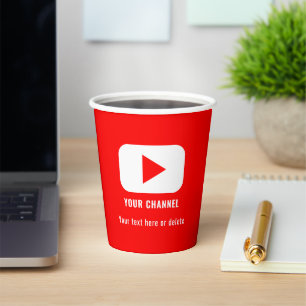 Youtube Channel Name Custom Red Paper Cups