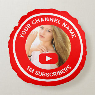 Youtube Channel Personalised Photo Youtuber Gift Round Cushion