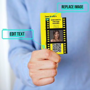 YouTube Channel Promotion - Yellow Film Motif Business Card