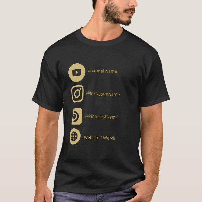 YOUTUBE CHANNEL SOCIAL MEDIA GOLD BLACK PROMOTION T-Shirt (Front)