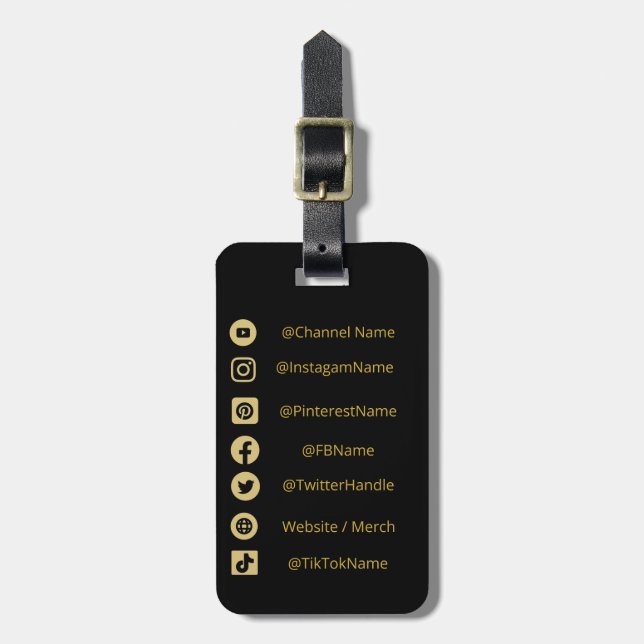 YOUTUBE CHANNEL SOCIAL MEDIA HANDLES  LUGGAGE TAG (Front Vertical)
